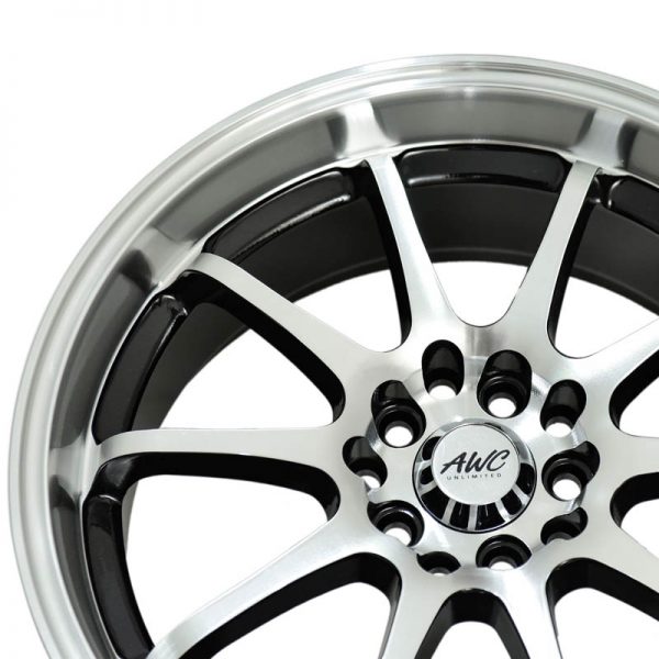 AUV Wheels Mags Magwheels Rims AWC MOD PRETENDER MACHINE LIP MACHINE FACE BLACK BASE 17×7.5 5×100 5×114.3 (4)