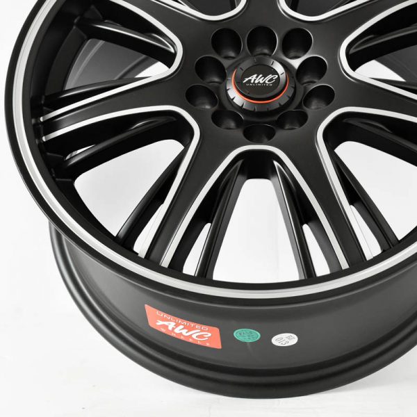 AUV Wheels Mags Magwheels Rims AWC MOD REASON MACHINE LIP MACHINE FACE BLACK BASE 17×7.5 5×100 5×114.3 (5)