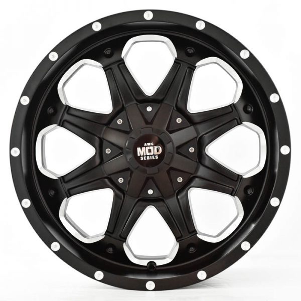 Frontier Navara Pathfinder Terra Wheels Mags Magwheels Rims AWC MOD BATTALION BLACK LIP BLACK FACE BLACK BASE SILVER MILLED SPOKE 18×8.5 6×114.3 (2)