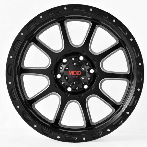 Pickup Truck SUV Wheels Mags Magwheels Rims AWC MOD ACADEMY BLACK LIP BLACK FACE BLACK BASE SILVER MILLED SPOKE 20×9 6×139.7 (2)