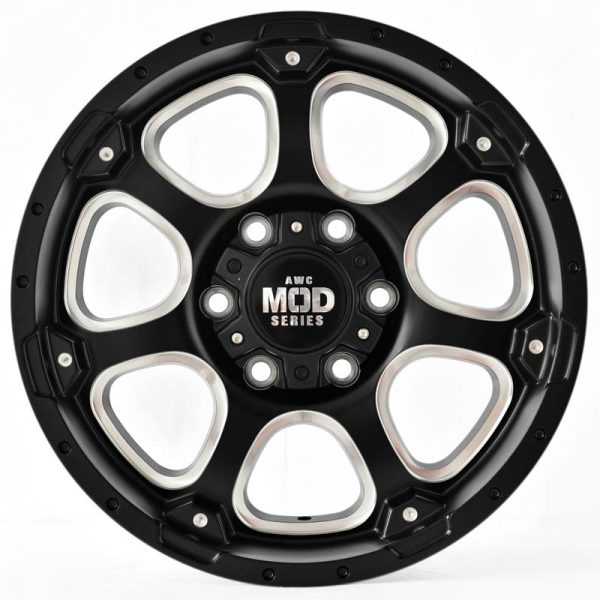 Pickup Truck SUV Wheels Mags Magwheels Rims AWC MOD BANKER BLACK LIP BLACK FACE BLACK BASE SILVER MILLED SPOKE 17X8.5 6X139.7 (2)