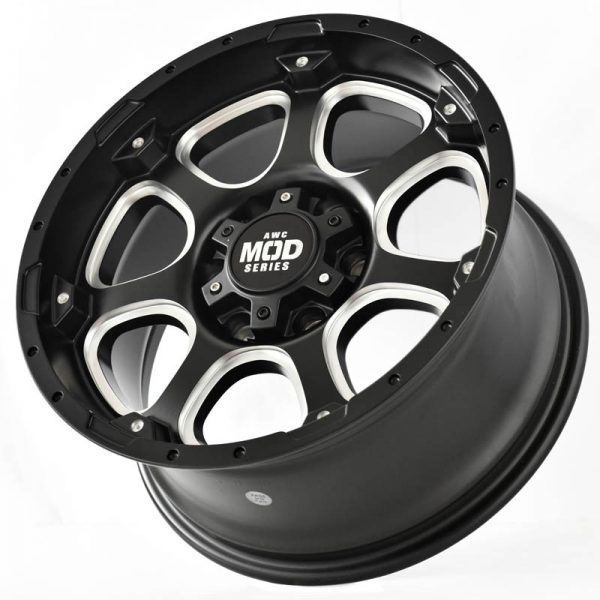 Pickup Truck SUV Wheels Mags Magwheels Rims AWC MOD BANKER BLACK LIP BLACK FACE BLACK BASE SILVER MILLED SPOKE 17X8.5 6X139.7 (3)