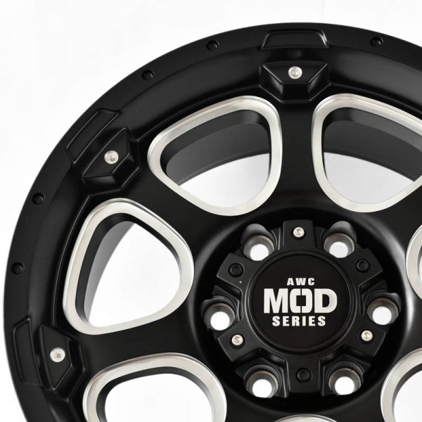 Pickup Truck SUV Wheels Mags Magwheels Rims AWC MOD BANKER BLACK LIP BLACK FACE BLACK BASE SILVER MILLED SPOKE 17X8.5 6X139.7 (4)