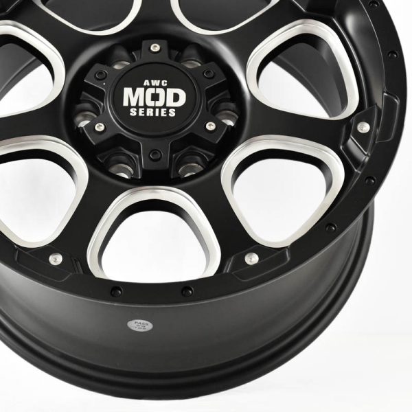 Pickup Truck SUV Wheels Mags Magwheels Rims AWC MOD BANKER BLACK LIP BLACK FACE BLACK BASE SILVER MILLED SPOKE 17X8.5 6X139.7 (5)