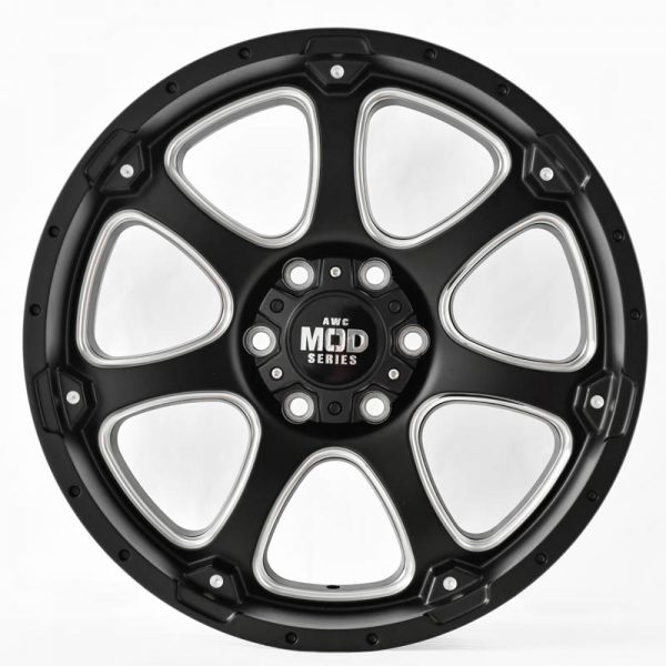 Pickup Truck SUV Wheels Mags Magwheels Rims AWC MOD BANKER BLACK LIP BLACK FACE BLACK BASE SILVER MILLED SPOKE 20×9 6×139.7 (2)