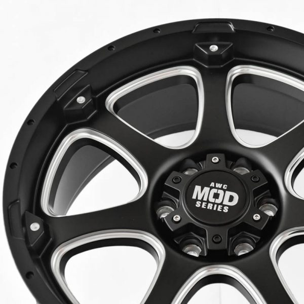 Pickup Truck SUV Wheels Mags Magwheels Rims AWC MOD BANKER BLACK LIP BLACK FACE BLACK BASE SILVER MILLED SPOKE 20×9 6×139.7 (4)