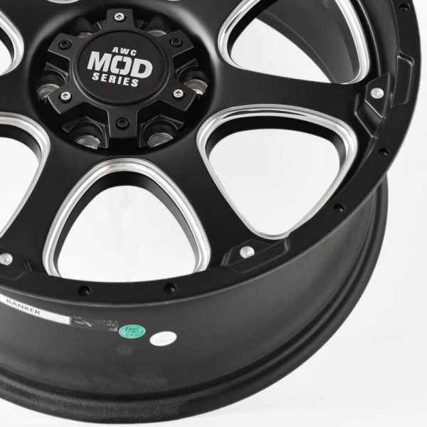 Pickup Truck SUV Wheels Mags Magwheels Rims AWC MOD BANKER BLACK LIP BLACK FACE BLACK BASE SILVER MILLED SPOKE 20×9 6×139.7 (5)