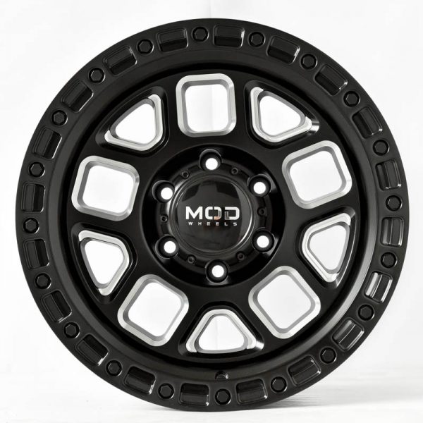 Pickup Truck SUV Wheels Mags Magwheels Rims AWC MOD BLACK CAGE BLACK LIP BLACK FACE BLACK BASE SILVER MILLED SPOKE 17×9 6×139.7 (2)