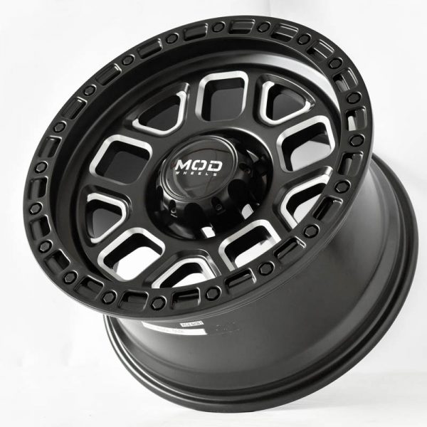 Pickup Truck SUV Wheels Mags Magwheels Rims AWC MOD BLACK CAGE BLACK LIP BLACK FACE BLACK BASE SILVER MILLED SPOKE 17×9 6×139.7 (3)