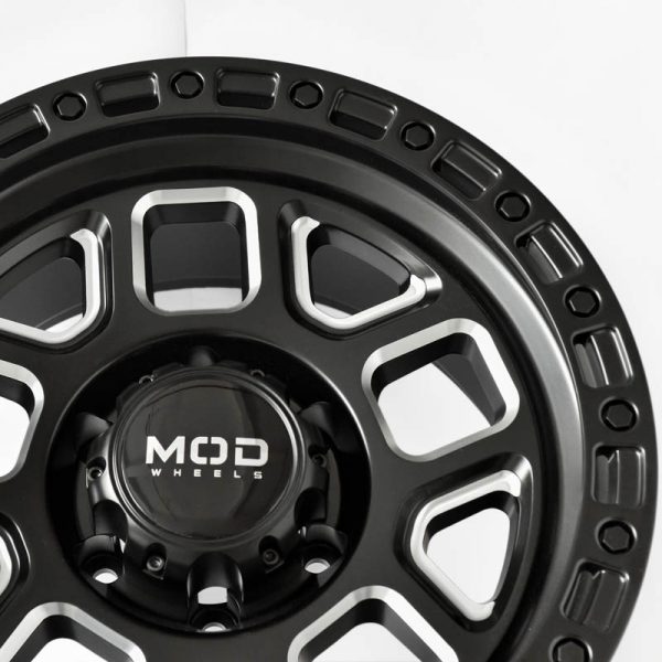 Pickup Truck SUV Wheels Mags Magwheels Rims AWC MOD BLACK CAGE BLACK LIP BLACK FACE BLACK BASE SILVER MILLED SPOKE 17×9 6×139.7 (4)