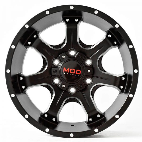 Pickup Truck SUV Wheels Mags Magwheels Rims AWC MOD EPISODE BLACK LIP BLACK FACE BLACK BASE SILVER MILLED SPOKE 17×8.5 6×139.7 (2)