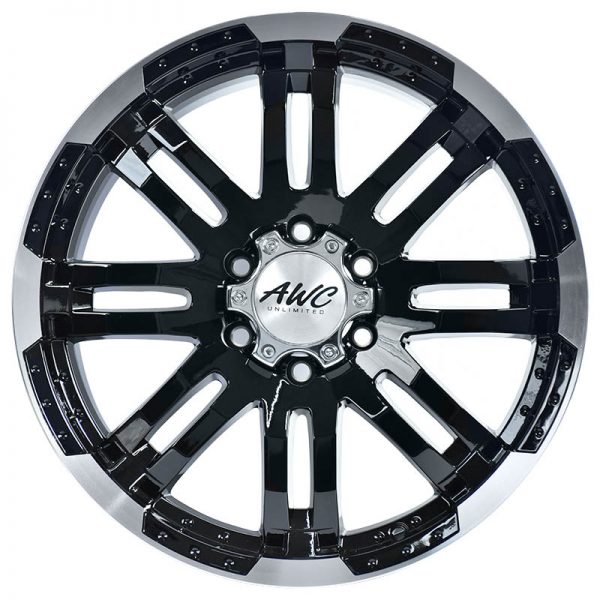 Pickup Truck SUV Wheels Mags Magwheels Rims AWC MOD OCTANE 375 MACHINE LIP BLACK FACE BLACK BASE 20X9 6X139.7 (2)