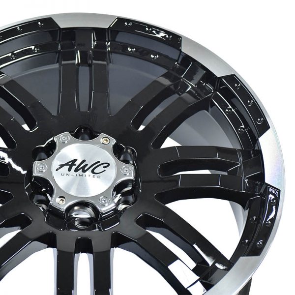 Pickup Truck SUV Wheels Mags Magwheels Rims AWC MOD OCTANE 375 MACHINE LIP BLACK FACE BLACK BASE 20X9 6X139.7 (4)