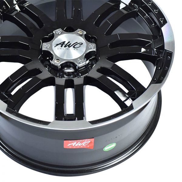 Pickup Truck SUV Wheels Mags Magwheels Rims AWC MOD OCTANE 375 MACHINE LIP BLACK FACE BLACK BASE 20X9 6X139.7 (5)