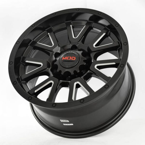 Pickup Truck SUV Wheels Mags Magwheels Rims AWC MOD RANCHO BLACK LIP BLACK FACE BLACK BASE SILVER MILLED SPOKE 17×9 6×139.7 (3)