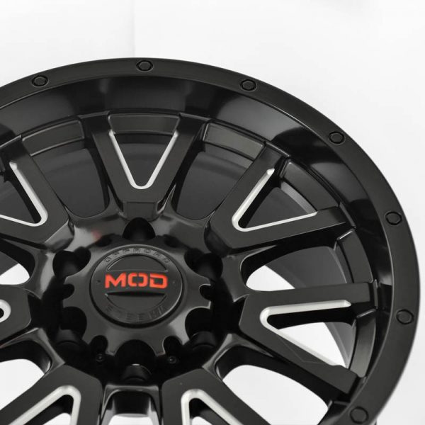 Pickup Truck SUV Wheels Mags Magwheels Rims AWC MOD RANCHO BLACK LIP BLACK FACE BLACK BASE SILVER MILLED SPOKE 17×9 6×139.7 (4)