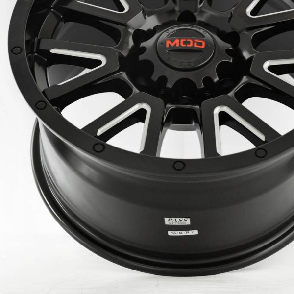 Pickup Truck SUV Wheels Mags Magwheels Rims AWC MOD RANCHO BLACK LIP BLACK FACE BLACK BASE SILVER MILLED SPOKE 17×9 6×139.7 (5)