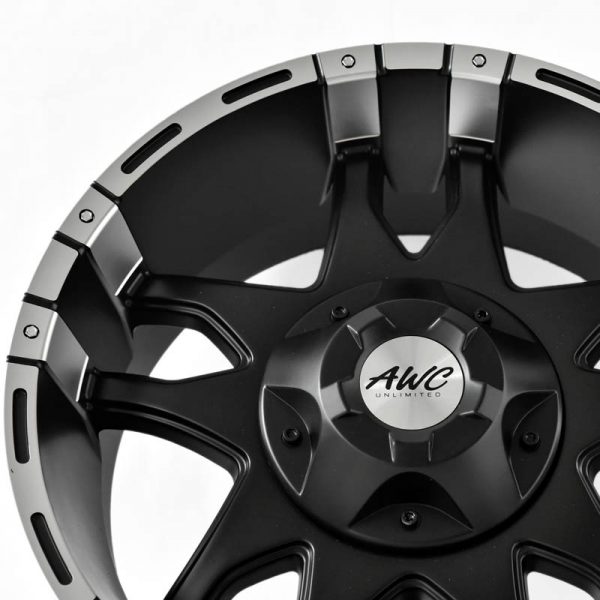 Pickup Truck SUV Wheels Mags Magwheels Rims AWC MOD REVOLVER MACHINE LIP BLACK FACE BLACK BASE 20×9 6×139.7 (4)