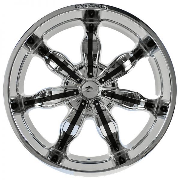 Pickup Truck SUV Wheels Mags Magwheels Rims AWC MOD ROCKSTAR 129 CHROME WITH BLACK PLASTICK INSERT 22X8.5 6X139.7 (2)