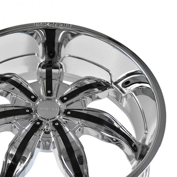 Pickup Truck SUV Wheels Mags Magwheels Rims AWC MOD ROCKSTAR 129 CHROME WITH BLACK PLASTICK INSERT 22X8.5 6X139.7 (4)