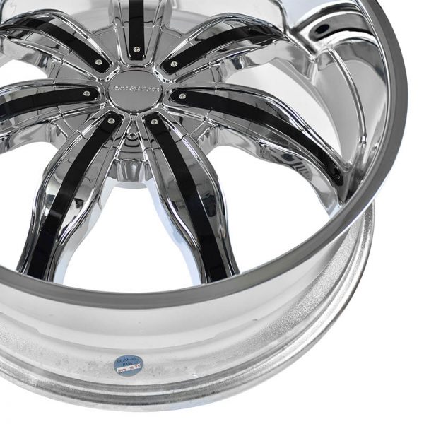 Pickup Truck SUV Wheels Mags Magwheels Rims AWC MOD ROCKSTAR 129 CHROME WITH BLACK PLASTICK INSERT 22X8.5 6X139.7 (5)
