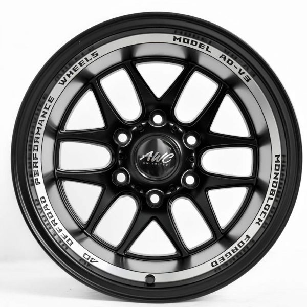 Pickup Truck SUV Wheels Mags Magwheels Rims AWC MOD RUGGED MACHINE LIP BLACK FACE BLACK BASE 16×10 6×139.7 (2)