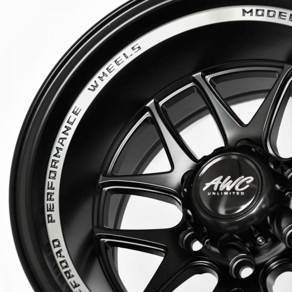 Pickup Truck SUV Wheels Mags Magwheels Rims AWC MOD RUGGED MACHINE LIP BLACK FACE BLACK BASE 16×10 6×139.7 (4)