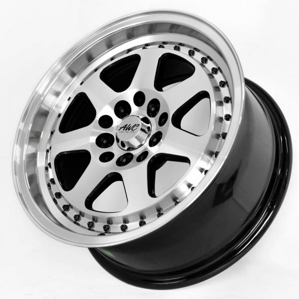 Sedan AUV MPV Wheels Mags Magwheels Rims AWC MOD BILLBOARD MACHINE LIP MACHINE FACE BLACK BASE 15×7 5×100 5×114.3 (3)