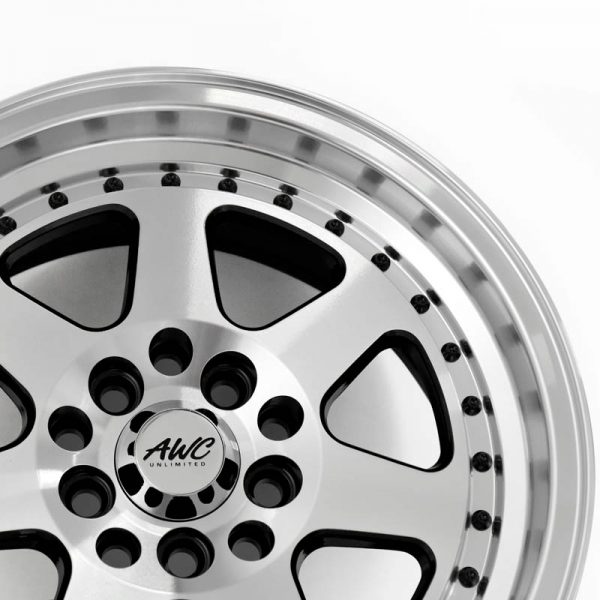 Sedan AUV MPV Wheels Mags Magwheels Rims AWC MOD BILLBOARD MACHINE LIP MACHINE FACE BLACK BASE 15×7 5×100 5×114.3 (4)