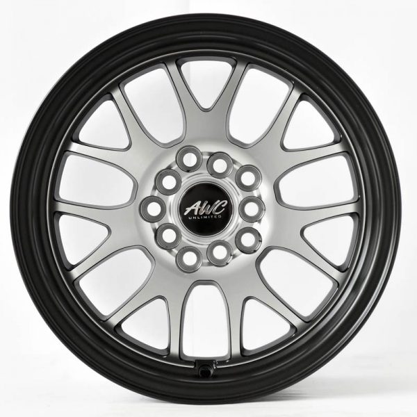 Sedan AUV MPV Wheels Mags Magwheels Rims AWC MOD TRIVIA BLACK LIP MACHINE FACE BLACK BASE 15×7 5×100 5×114.3 (2)