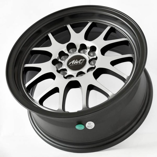 Sedan AUV MPV Wheels Mags Magwheels Rims AWC MOD TRIVIA BLACK LIP MACHINE FACE BLACK BASE 15×7 5×100 5×114.3 (3)