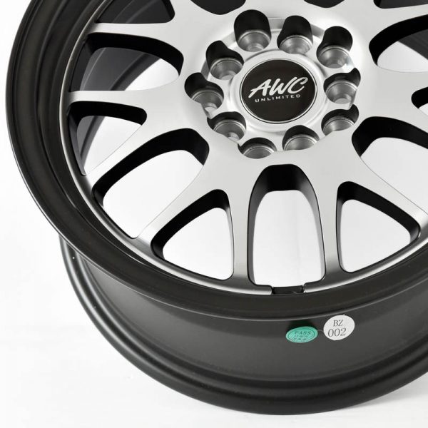 Sedan AUV MPV Wheels Mags Magwheels Rims AWC MOD TRIVIA BLACK LIP MACHINE FACE BLACK BASE 15×7 5×100 5×114.3 (4)