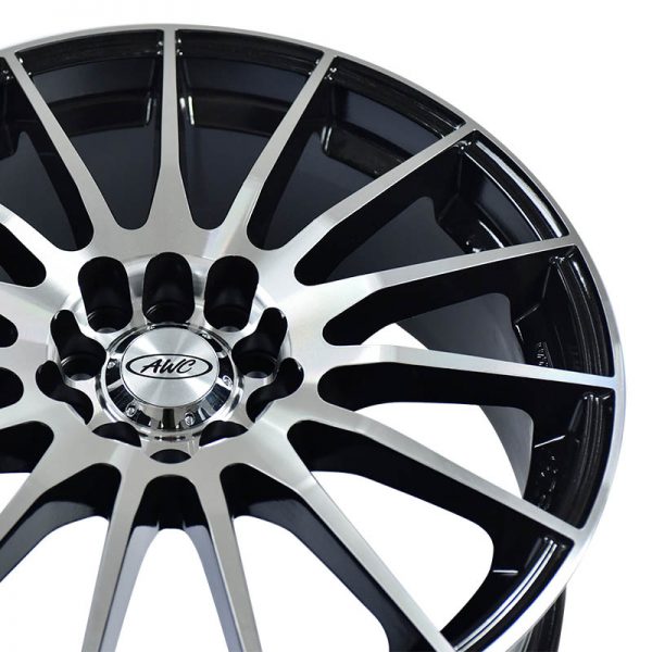 Sedan AUV MPV Wheels Mags Magwheels Rims AWC MOD VULGAR 945 MACHINE LIP MACHINE FACE BLACK BASE 18X7.5 5X100 5X114.3 (4)