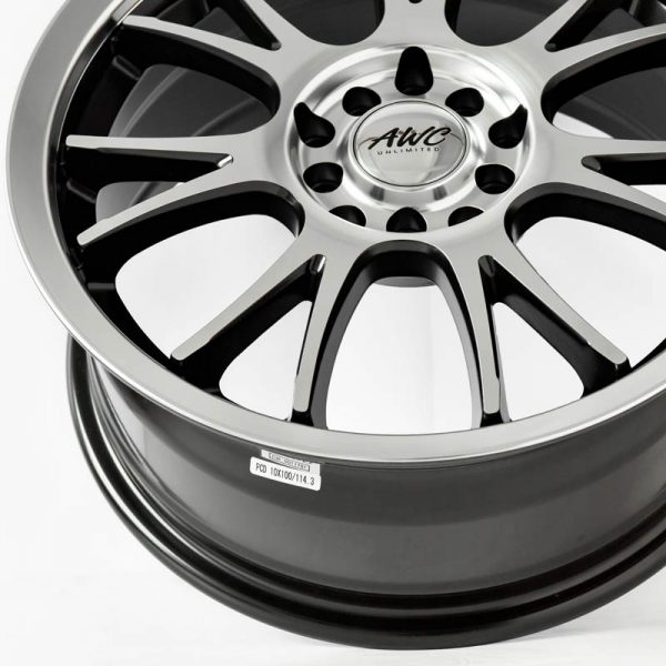 Sedan Hatchback MPV Wheels Mags Magwheels Rims AWC MOD KOMPAK MACHINE LIP MACHINE FACE BLACK BASE 16×7 5×100 5×114.3 (5)