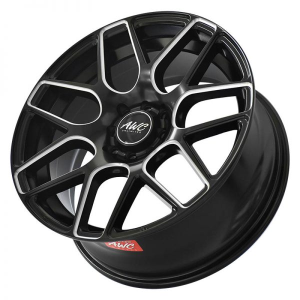 Sedan Hatchback Wheels Mags Magwheels Rims AWC MOD GUARDIAN 181 BLACK LIP BLACK FACE BLACK BASE SILVER MILLED SPOKE 17X7.5 4X100 4X114.3 (3)