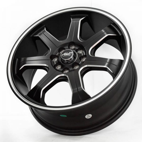 Sedan Hatchback Wheels Mags Magwheels Rims AWC MOD LOCKOUT MACHINE LIP BLACK FACE BLACK BASE SILVER MILLED SPOKE 17×7 4×100 4×114.3 (2)