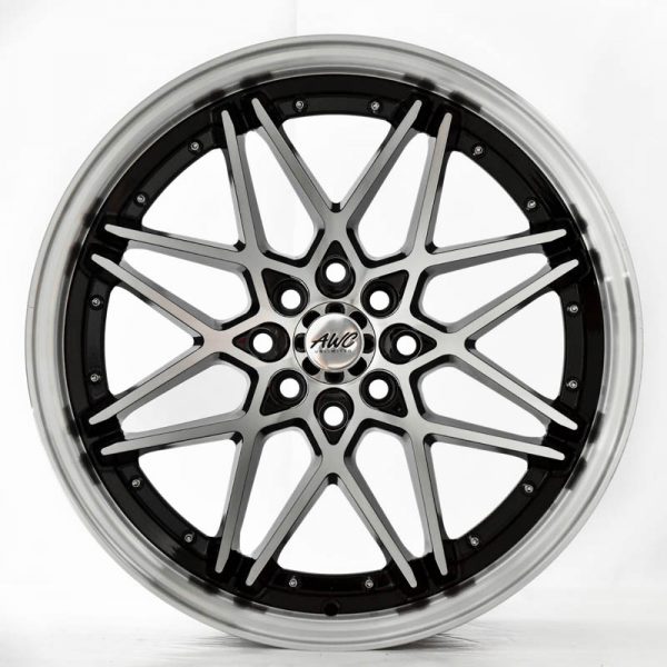 Sedan Hatchback Wheels Mags Magwheels Rims AWC MOD PACIFIC MACHINE LIP MACHINE FACE BLACK BASE 17×7.5 4×100 4×114.3 (2)