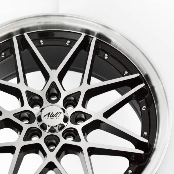 Sedan Hatchback Wheels Mags Magwheels Rims AWC MOD PACIFIC MACHINE LIP MACHINE FACE BLACK BASE 17×7.5 4×100 4×114.3 (4)