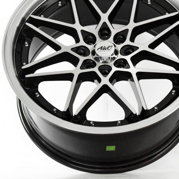 Sedan Hatchback Wheels Mags Magwheels Rims AWC MOD PACIFIC MACHINE LIP MACHINE FACE BLACK BASE 17×7.5 4×100 4×114.3 (5)