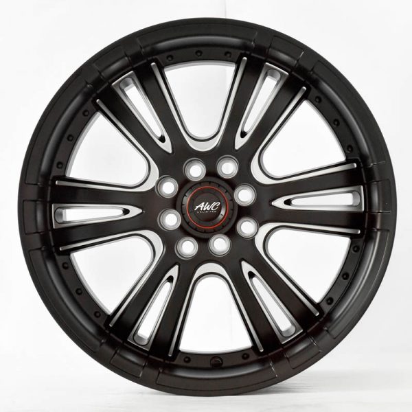 Sedan Hatchback Wheels Mags Magwheels Rims AWC MOD PRESTIGE MACHINE LIP BLACK FACE BLACK BASE SILVER MILLED SPOKE 17×7.5 4×100 4×114.3 (2)