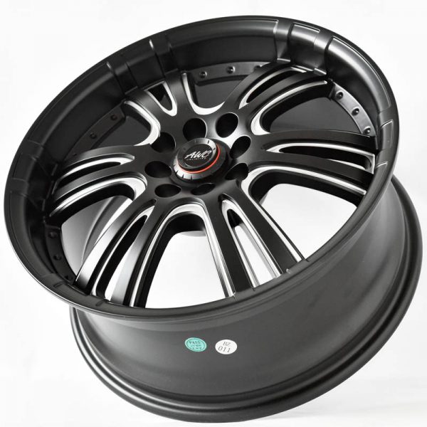 Sedan Hatchback Wheels Mags Magwheels Rims AWC MOD PRESTIGE MACHINE LIP BLACK FACE BLACK BASE SILVER MILLED SPOKE 17×7.5 4×100 4×114.3 (3)