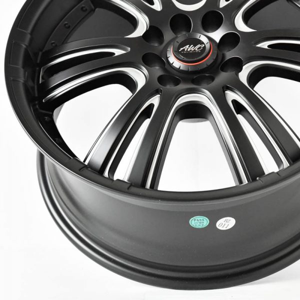 Sedan Hatchback Wheels Mags Magwheels Rims AWC MOD PRESTIGE MACHINE LIP BLACK FACE BLACK BASE SILVER MILLED SPOKE 17×7.5 4×100 4×114.3 (5)
