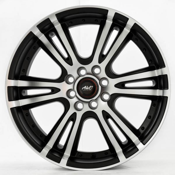 Sedan Hatchback Wheels Mags Magwheels Rims AWC MOD PRESTIGE MACHINE LIP MACHINE FACE BLACK BASE 17×7.5 4×100 4×114.3 (2)