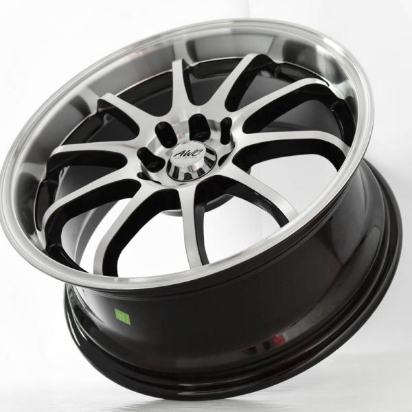 Sedan Hatchback Wheels Mags Magwheels Rims AWC MOD PRETENDER MACHINE LIP MACHINE FACE BLACK BASE 17×7.5 4×100 4×114.3 (3)