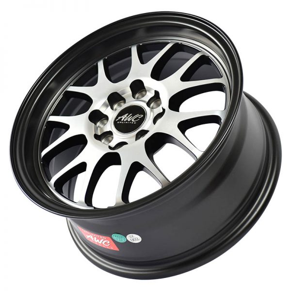 Sedan Hatchback Wheels Mags Magwheels Rims AWC MOD TRIVIA 268 MACH.FACE BLACK BASE 15X7 4X100 4X114.3 (3)