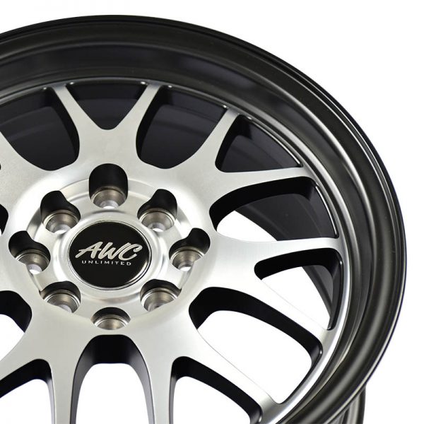 Sedan Hatchback Wheels Mags Magwheels Rims AWC MOD TRIVIA 268 MACH.FACE BLACK BASE 15X7 4X100 4X114.3 (4)