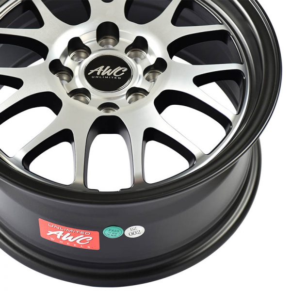 Sedan Hatchback Wheels Mags Magwheels Rims AWC MOD TRIVIA 268 MACH.FACE BLACK BASE 15X7 4X100 4X114.3 (5)