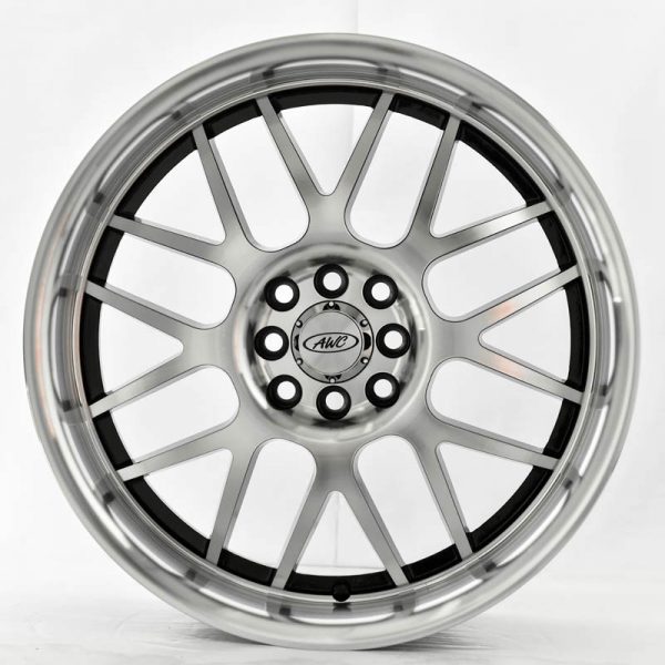 Sedan MPV Wheels Mags Magwheels Rims AWC MOD RAIDER 8 MACHINE LIP MACHINE FACE BLACK BASE 18×7.5 4×100 4×114.3 (2)