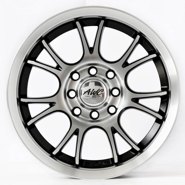 Sedan Yaris and Avanza Wheels Mags Magwheels Rims AWC MOD KOMPAK MACHINE LIP MACHINE FACE BLACK BASE 14×6 4×100 4×114.3 (2)