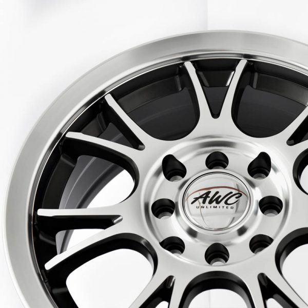 Sedan Yaris and Avanza Wheels Mags Magwheels Rims AWC MOD KOMPAK MACHINE LIP MACHINE FACE BLACK BASE 14×6 4×100 4×114.3 (4)